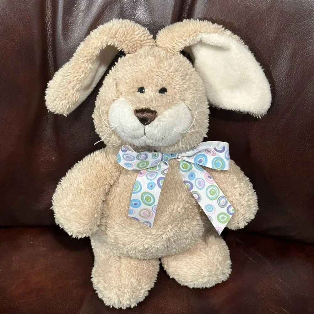 Gund Bunny Rabbit Easter‎ Plush 12 Inch Tan Floppy Ear  Stuffed Animal Bowtie